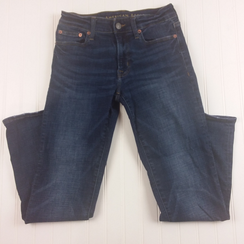 American Eagle Jeans Original Straight Leg 9.5" Rise Med Wash Blue 29.5" Inseam